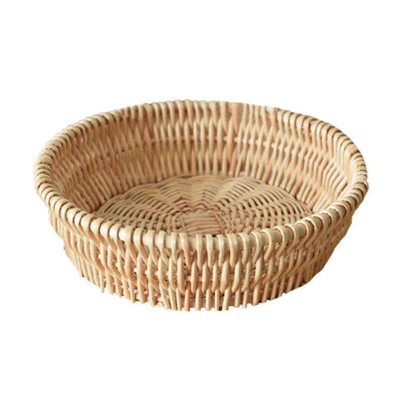 Круглый ручной плетеная корзина для хранения настольный органайзер