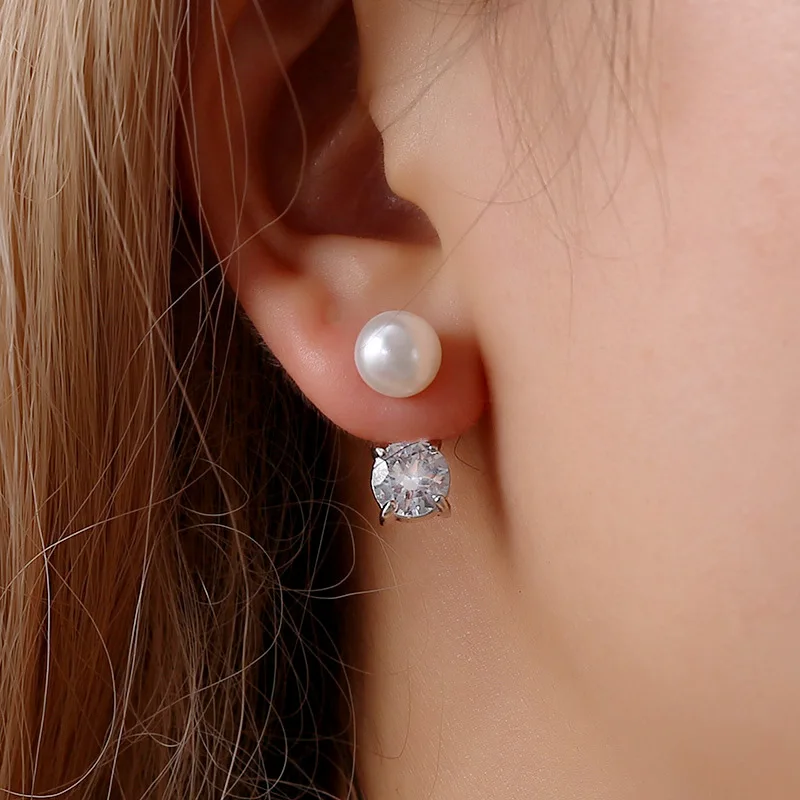 

European and American Fashion Zircon Freshwater Pearl Earrings for Ladies Sweet Party Banquet Earrings 2021 Trend Jewelry