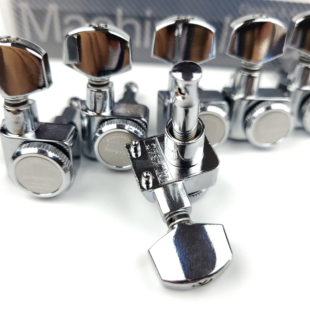 1 set 6 in linie keine schraube locking elektrische gitarre mechaniken mechaniken schloss string tuning pegs chrome silber free global shipping