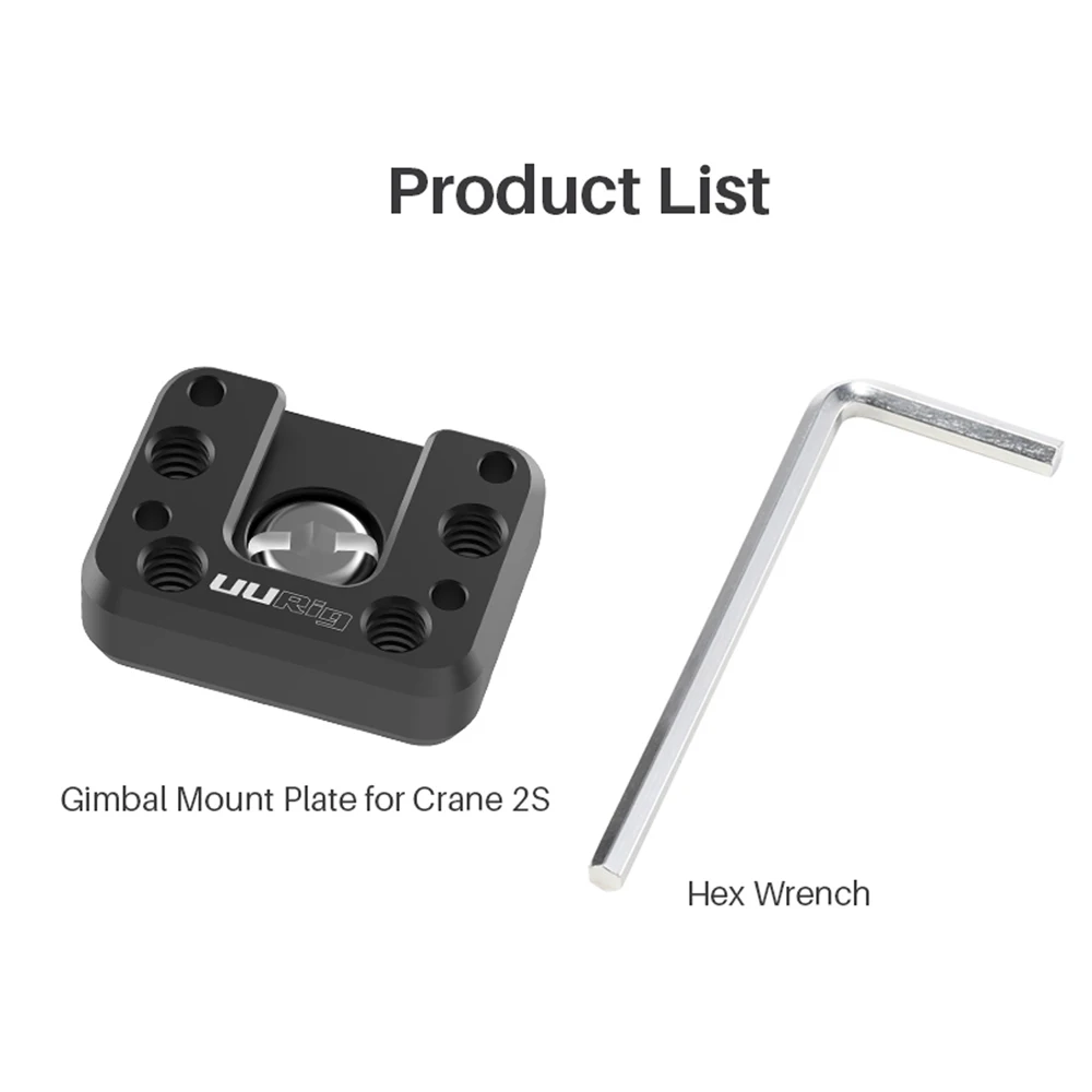 

UURig R070 Gimbal Stabilizer Mount Plate Extension Plate with Cold Shoe 1/4 Inch Screw Arri Locating Hole for ZHIYUN Crane 2S