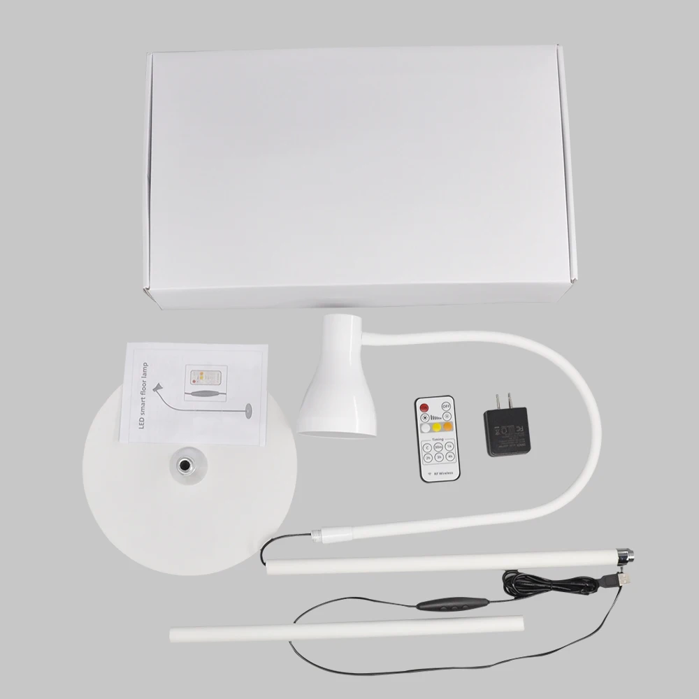 Белая Напольная Лампа с гусиным горлом 10 Вт 3 цвета температура и 5 уровней