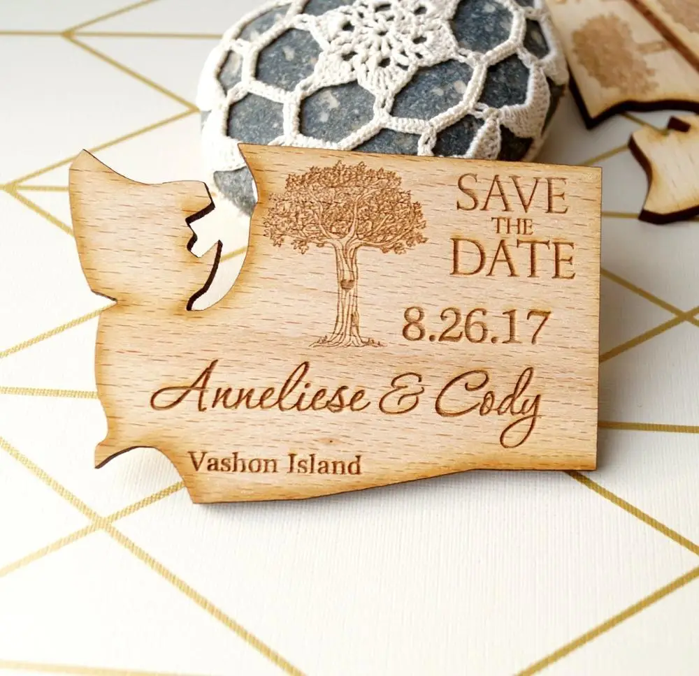 Деревянные магниты для сохранения даты в форме карты сохраните деревенская