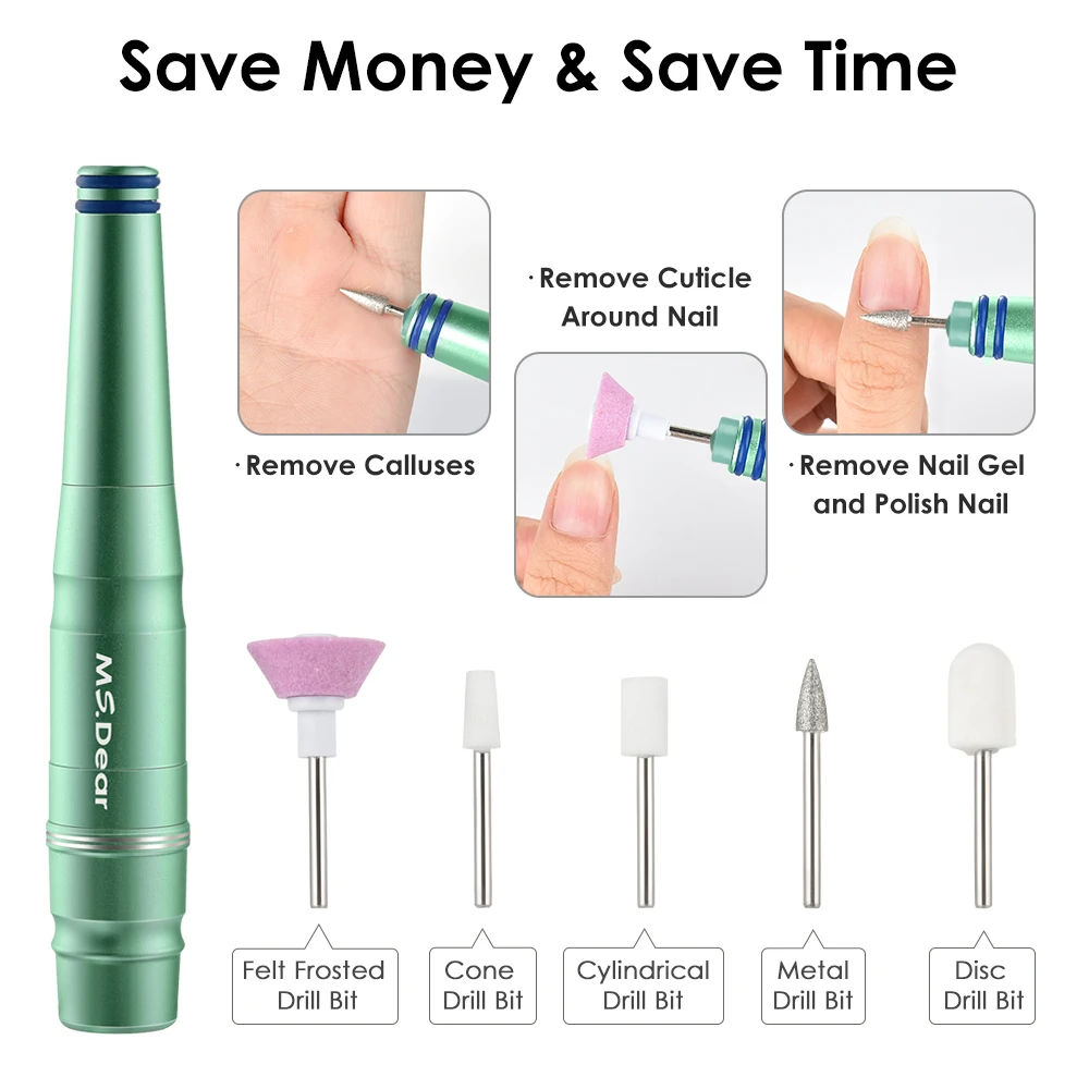 1 Set Electric Nail Drill Pen Machine Kit Manicure Pedicure 6 Bits Sanding Buffer File Brush Grinding Heads USB | Красота и здоровье