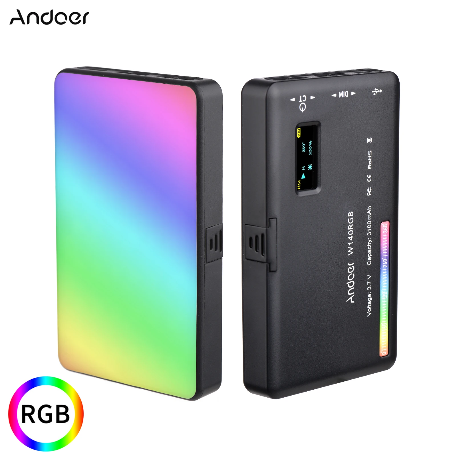 Цветная (RGB светодиодный видео светильник Перезаряжаемые студийный фон для