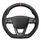DIY сшитый вручную черный из натуральной кожи черный замшевый чехол рулевого колеса автомобиля для Seat Leon Cupra R Leon ST Cupra Ateca