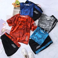 summer camouflage outdoor sports children 2 pieces sets baby boys clothing sets quick drying t shirt shorts for 110 160cm