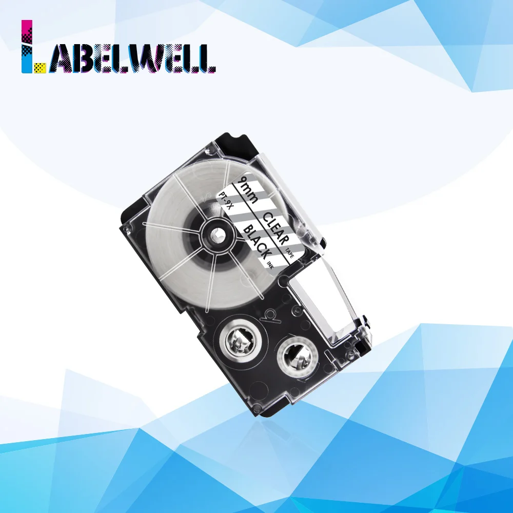 Labelwell 9 мм XR9X XR 9X черного цвета на прозрачных лентах для этикеток совместимых с