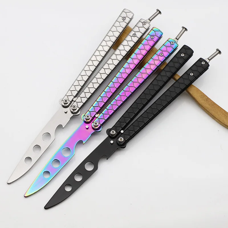 

Beginner Butterfly Knife All-Steel Practice Knife Unedged Folding Portable Reversible Deformation Practice Comb For Outdoor Game