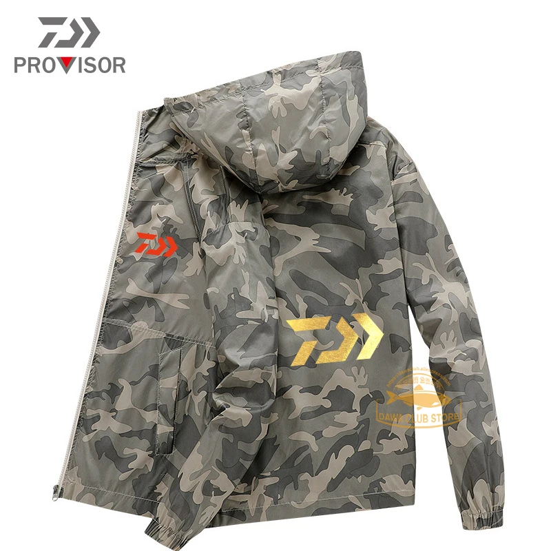 

Daiwa Fishing Camouflage Jacket Outdoor Men Anti UV Breathable Quick Drying Uv Professional Fishing Clothes Hooded Fishing Shirt