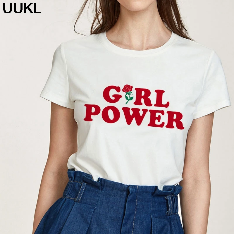 UUKL Poleras Mujer De Moda 2020 летняя модная футболка Harajuku Gilr Power Letter для отдыха уличная