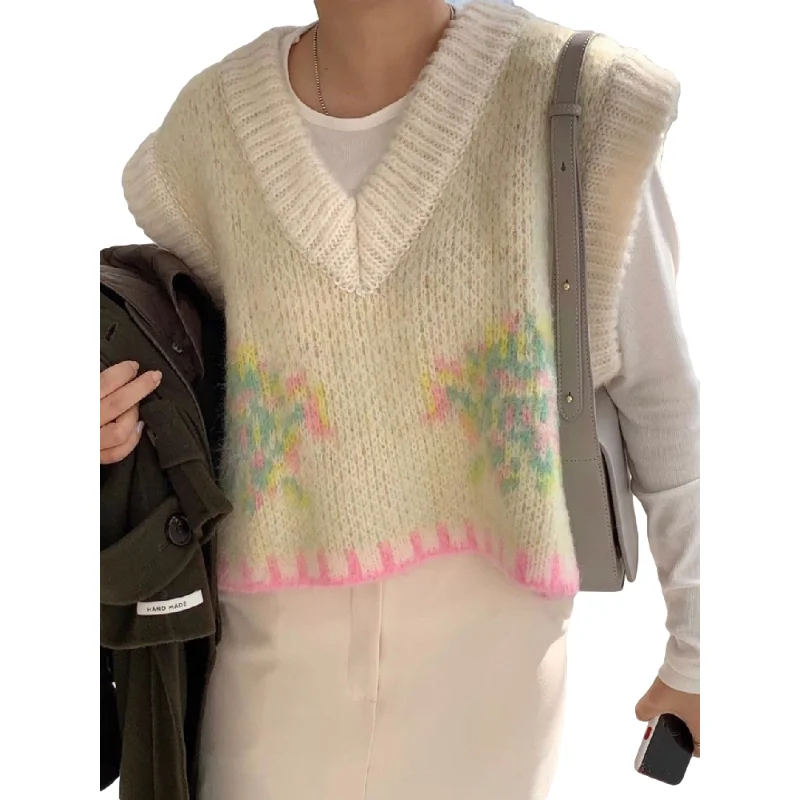 

New Loose Sleeveless Sweater Spring Autumn Women Vest Sweaters Knitting Vest Joker Knitted Vest Wool Oversize Girls Pullover