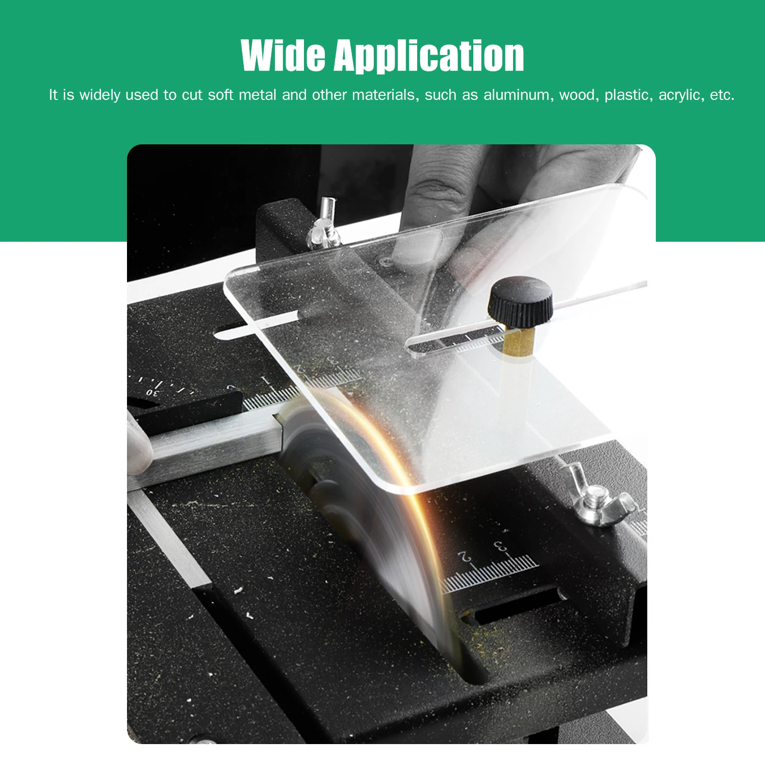 

Table Saw Mini Desktop Saw Cutter Electric Cutting Machine with Saw Blade Adjustable-Speed Angle Adjustment 35MM Cutting Depth