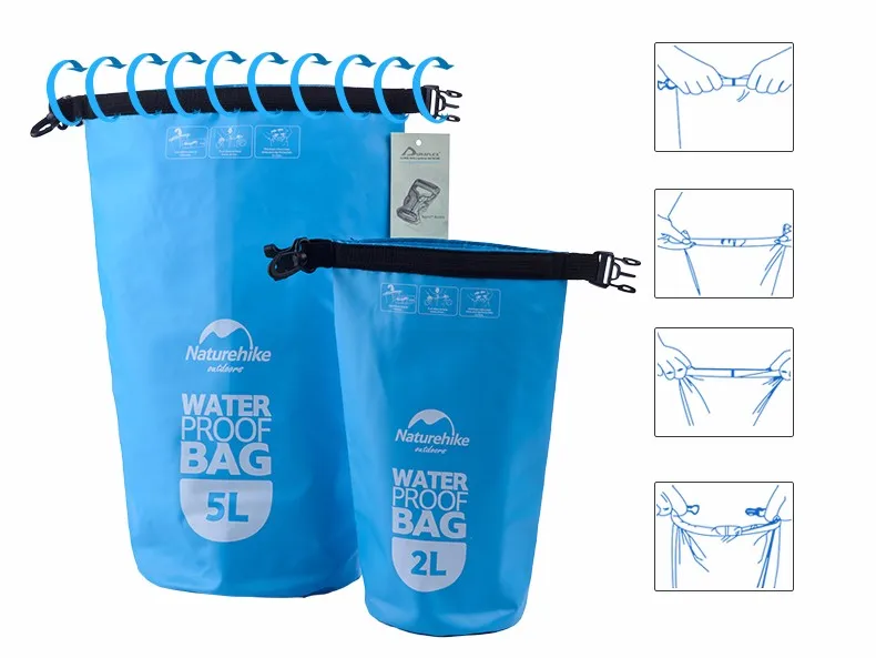 NatureHike речной треккинговые сумки 5L 2L мешок Открытый сухой плавательный Каякинг Водонепроницаемый Пляж океан Рафтинг сумка портативный