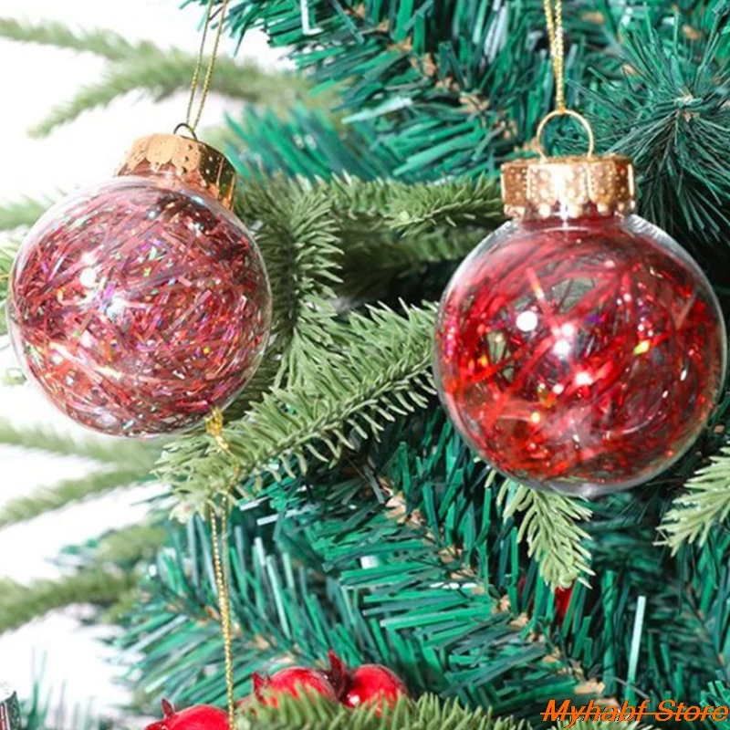 

4 шт. Рождественский шар с набивной травой, подвесной пластиковый шар для рождественской елки, украшение для новогодней и рождественской ве...