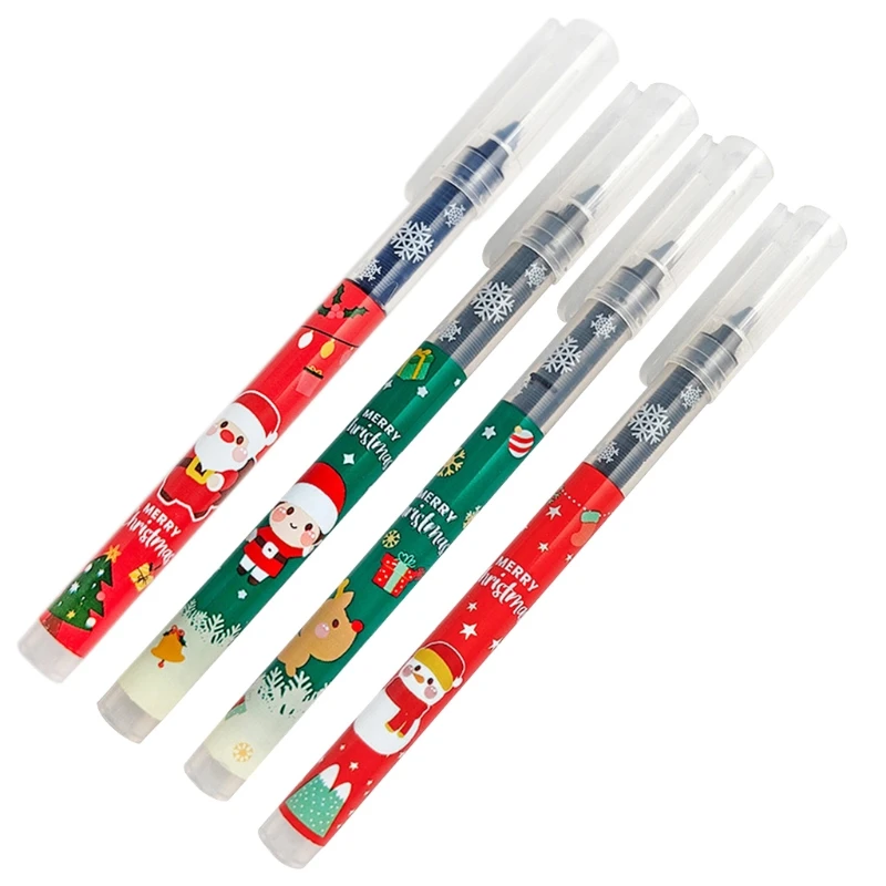 

Набор черных гелевых ручек, 4 шт., жидкие гелевые ручки для рождества, большой объем чернил, игла 0,5 мм, Забавный набор для письма, товары для р...