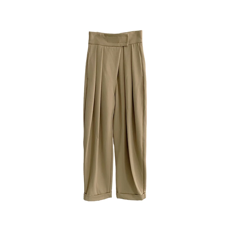 

WOMENGAGA High Waist Hook And Loop Loose Wide Leg Harem Pants Casual Straight Mop Trousers Casual Womens 681A