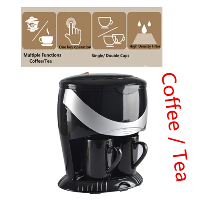 Máquina de Café Tudo em Uma Casa Pequena Automática Máquina Gotejamento Café Duplo Copo Filtro Chá Cerveja