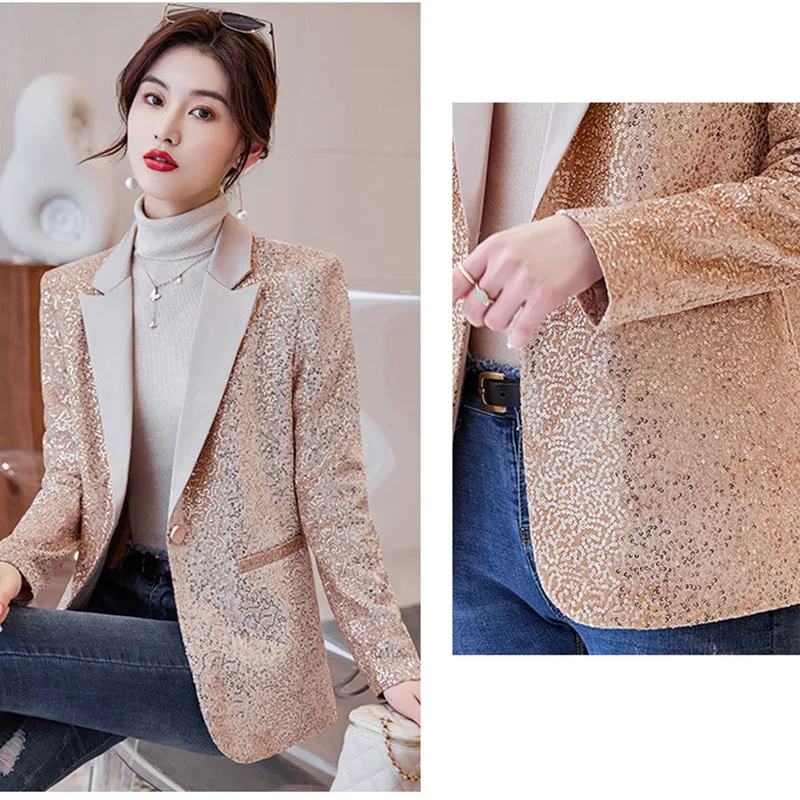Новинка 2022 Женский весенне-осенний костюм высококачественный Блестящий