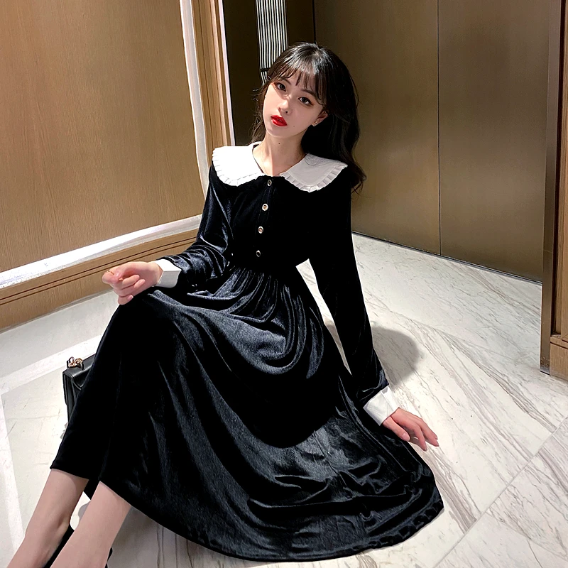 Винтажное платье осень нежная новая зимняя кукла милая Одежда Женская длинная