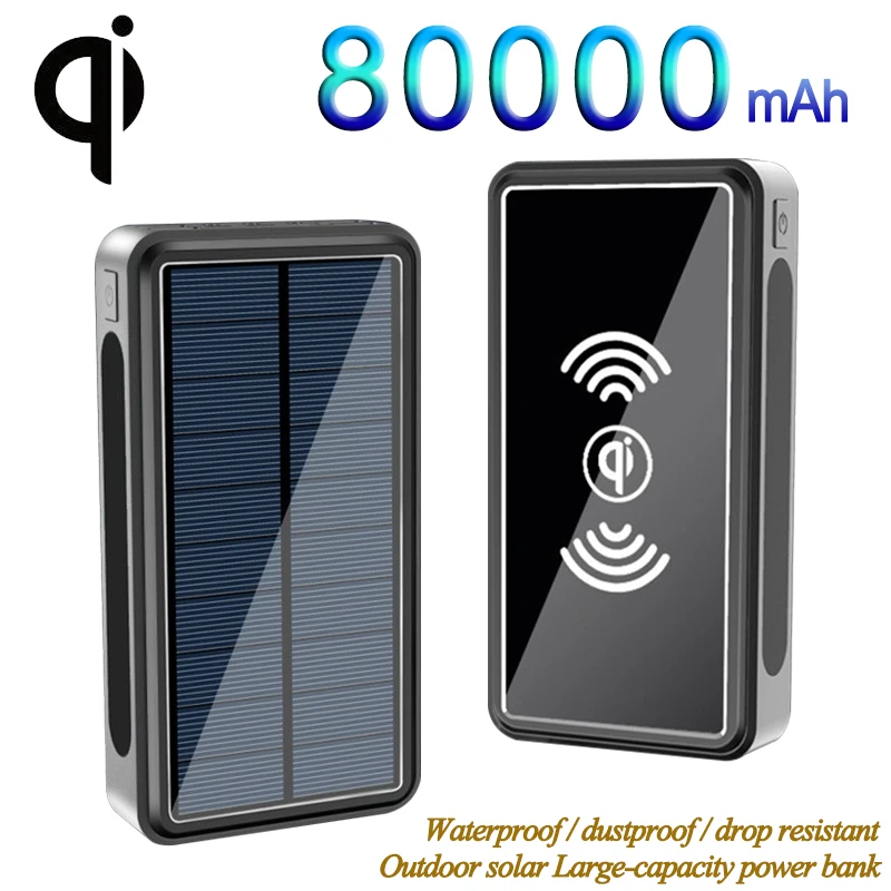 80000mAh внешний аккумулятор панели солнечных батарей беспроводной мобильный