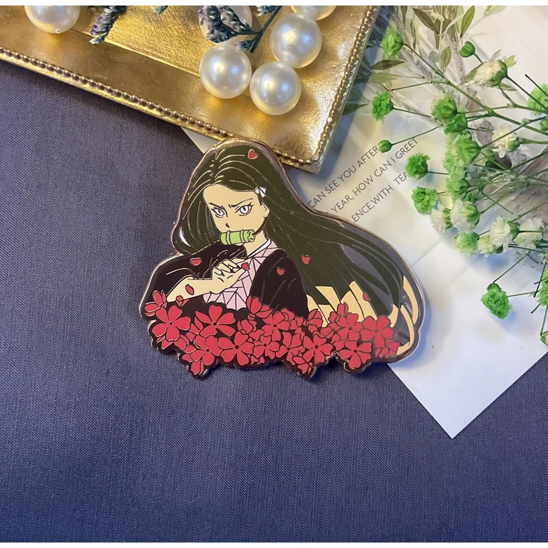

Anime Metal Badge Demon Slayer Kimetsu No Yaiba Kamado Tanjirou Kamado Nezuko Pin Brooch