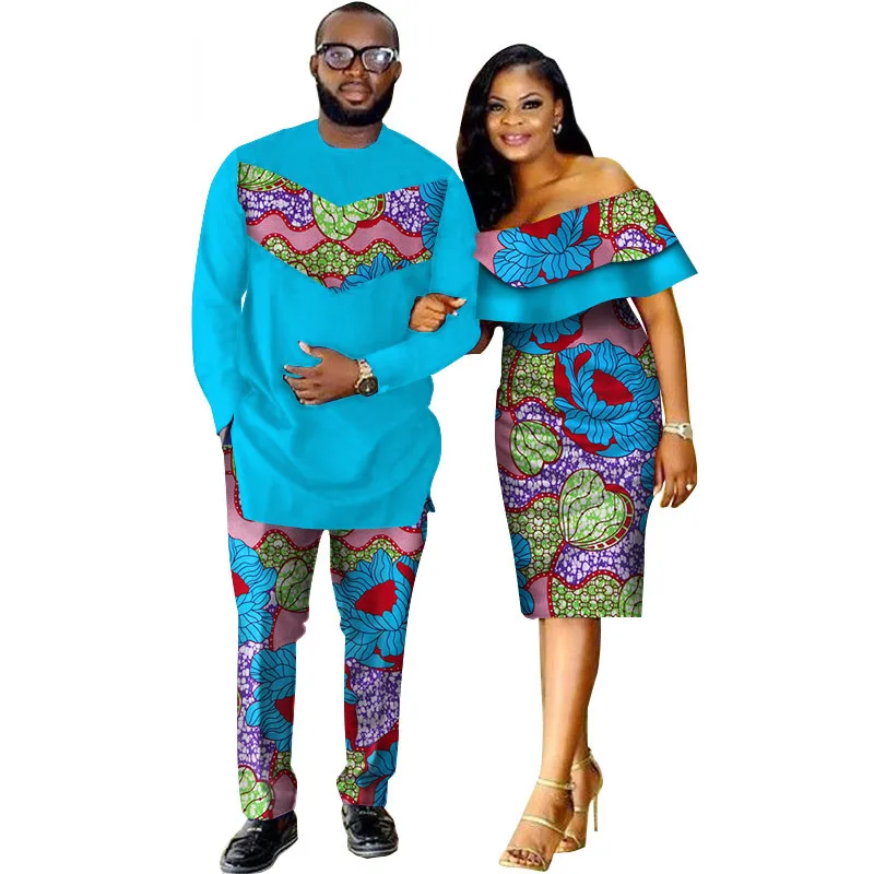 Комплект из двух предметов Африканский Дашики одежда для пар влюбленных мужской