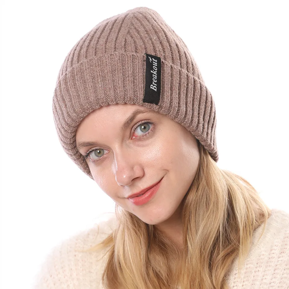 Женская простая вязаная шапка осенняя и зимняя женская модная из Ангорского меха