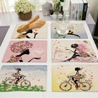 Хлопковая льняная подстилка с Цветочным Рисунком бабочки для девочек, кухонная подставка, чашка, коврик для обеденного стола, подставка * см, домашний декор