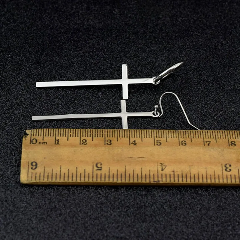 1 шт. длинные серьги с большим крестом для женщин и мужчин панк рок хип хоп клипсы