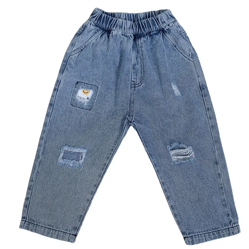 

2021 New Stylse Girls Boys Holes Denim Long Pants Spring Fashion Kids Pants