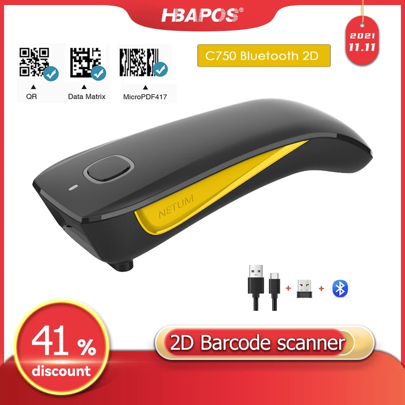 Новый дизайн сканер штрих-кодов 2D Bluetooth беспроводной ручной считыватель QR-кода
