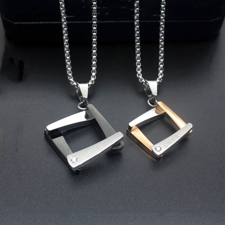 Модная прямоугольная Подвеска из титановой стали модель для пары
