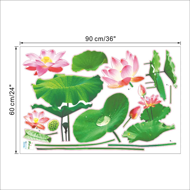 

Lotus Leaf Flower Wall Stickers For Shop Office Home Decor 3d Vivid Pastoral Plant Mural Art Diy Pvc Wall Decal