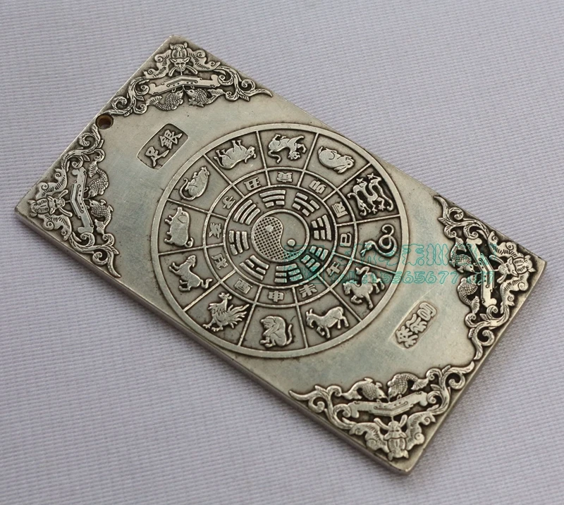 Chinese tibet Silver Bullion thanka Fengshui The gods abolish poison statue necklace pendant metal handicraft | Дом и сад