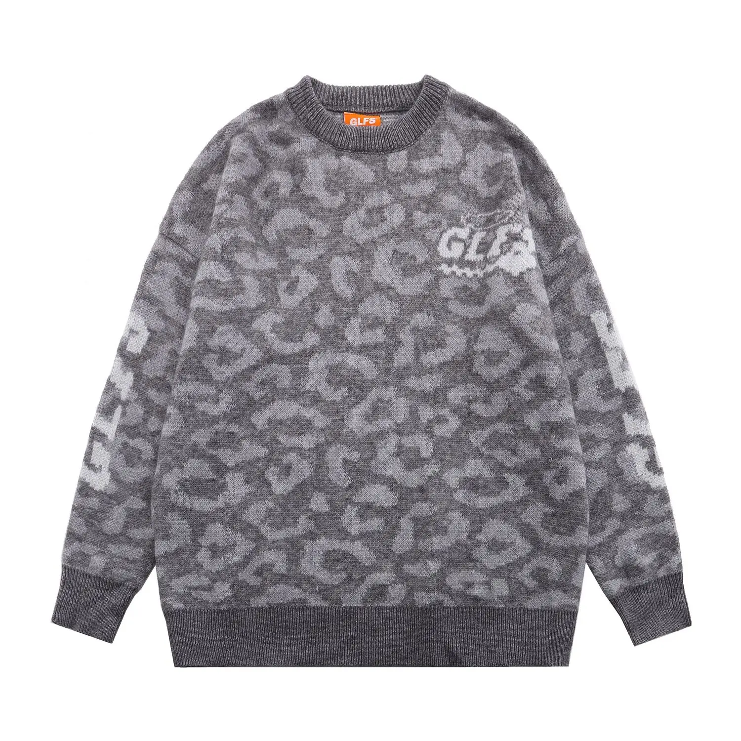 Мужской вязаный свитер на осень и зиму с длинным рукавом принтом плотные розовые