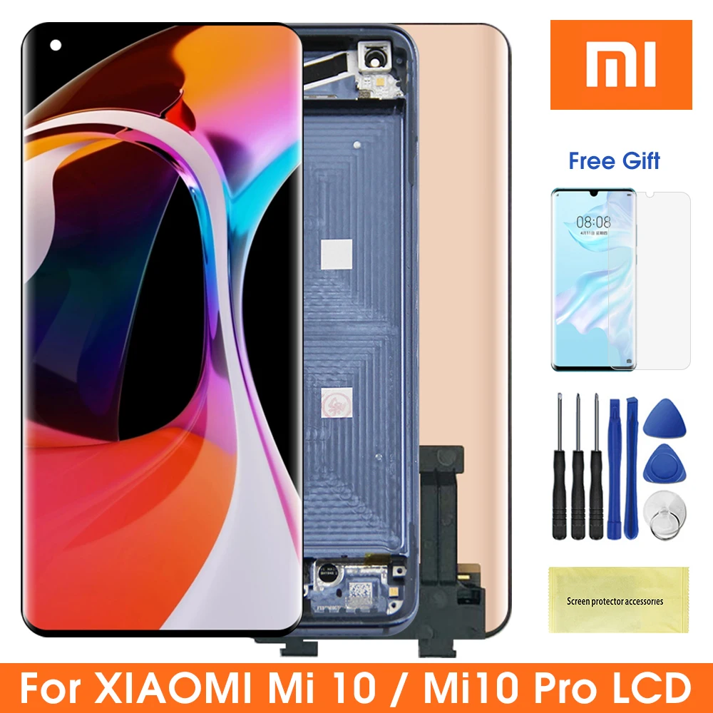 

Оригинальный экран 6,67 дюйма для Xiaomi Mi 10 Pro, ЖК-дисплей, сенсорный экран, дигитайзер в сборе с рамкой для Xiaomi Mi 10, зеркальный экран