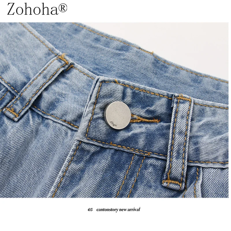 

Zohoha Summer High-waisted Wide-leg Jeans Women's Light-colored Ultra-thin Drape Straight Trousers Mopping Pants Jeans Women