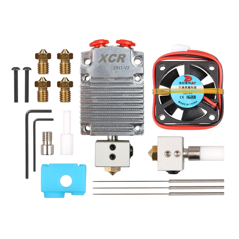 3d принтер Экструдер части XCR 2IN1-V2 hotend двухцветная печатающая головка с NV6 с подогревом 0,4/1,75 вулкан сопла 0,8 мм