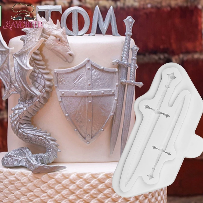 Рыцарские боевые мечи форма пищевого класса шоколад из силиконовой формы