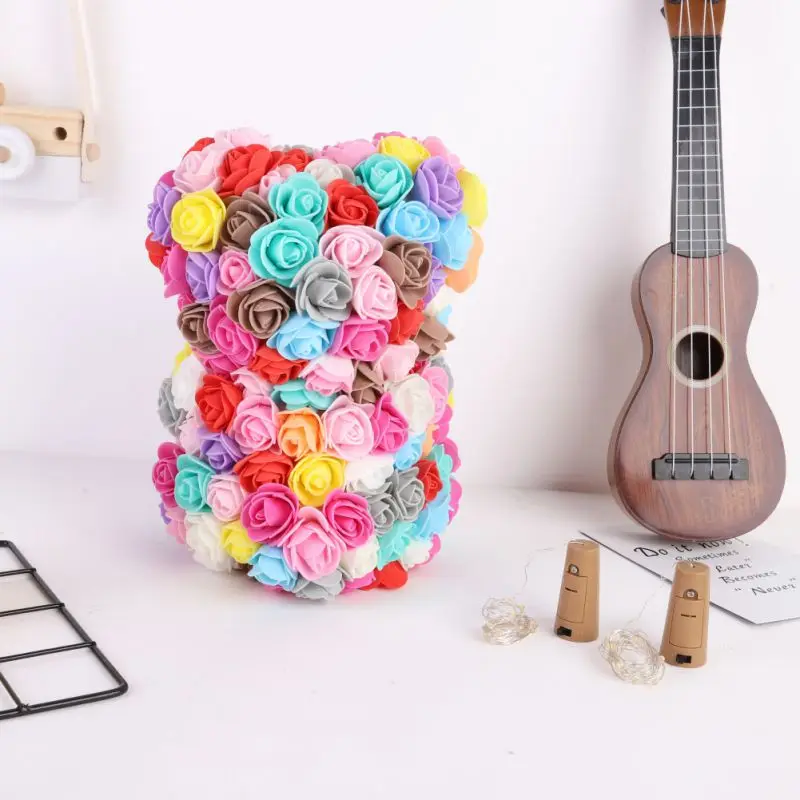25 см цветной пенопластовый медведь искусственный цветок кукла на день рождения