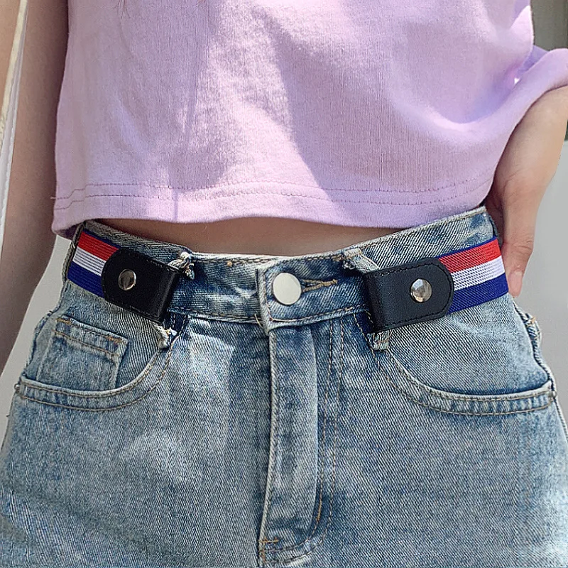 Ремень без пряжки для джинсов и брюк эластичный ремень мужчин женщин Прямая