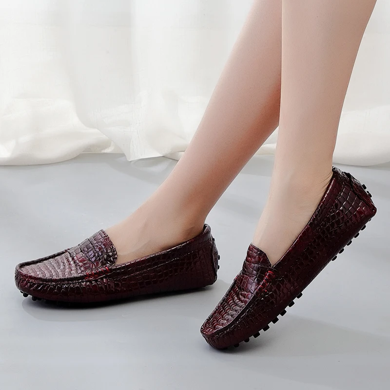 

Top Quality Women 100% Genuine Leather Shoes New Fashion Casual Women Shoes Designer Leather Female Shoes Spring Women Flats