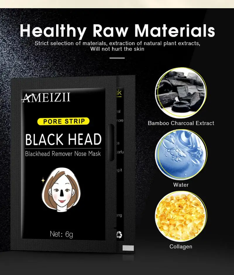 5/10pcs Bamboo Charcoal Blackhead Mask Skincare to Blackheads Acne Shrinkage Pore Cleansing Nasal Face Care Mask Cosmetics TSLM1