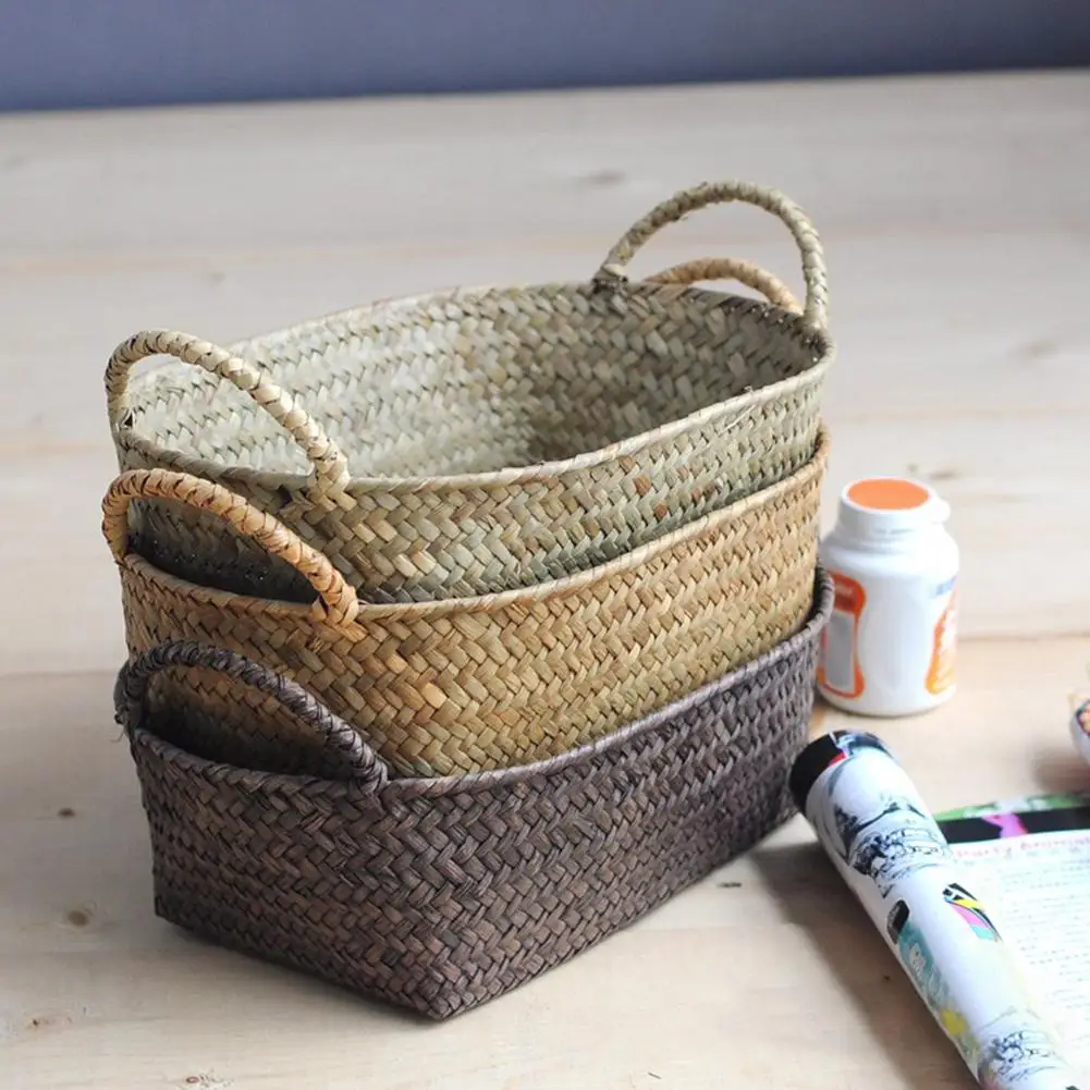 

Wicker Weaving Storage Basket for Kitchen Handmade Fruit Dish Rattan Picnic Food Bread Loaf Sundries Neatening Container Case