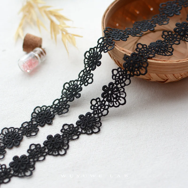 Черно-белые цветы вырез кружева ткань шитье DIY отделка аппликация узкая лента