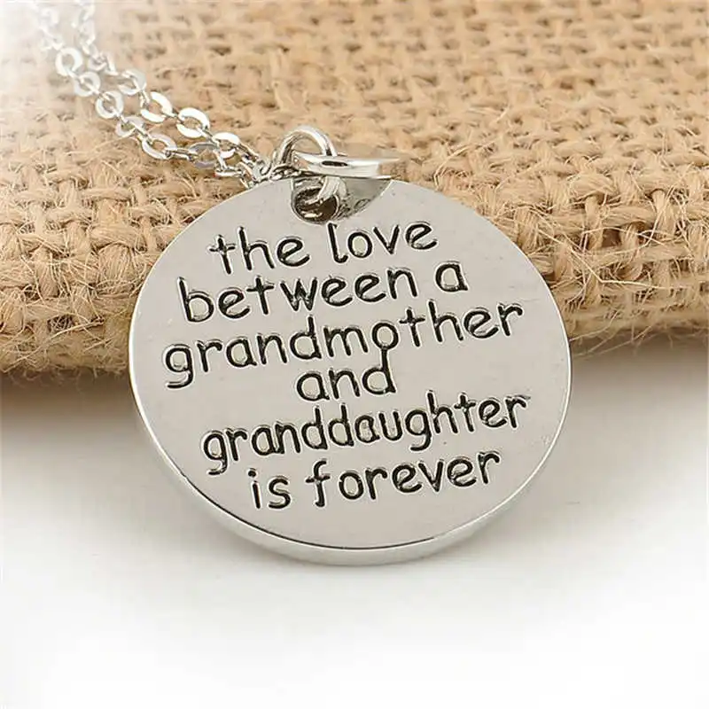 

Letter “The love between a grandmother and granddaughter is Necklace forever”Family Letter Affection Necklace Pendant Necklace