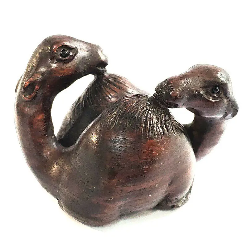 

Y7596-Коллекционная скульптура Netsuke из железного дерева ручной работы 20 лет 2 дюйма-2 милых катушки
