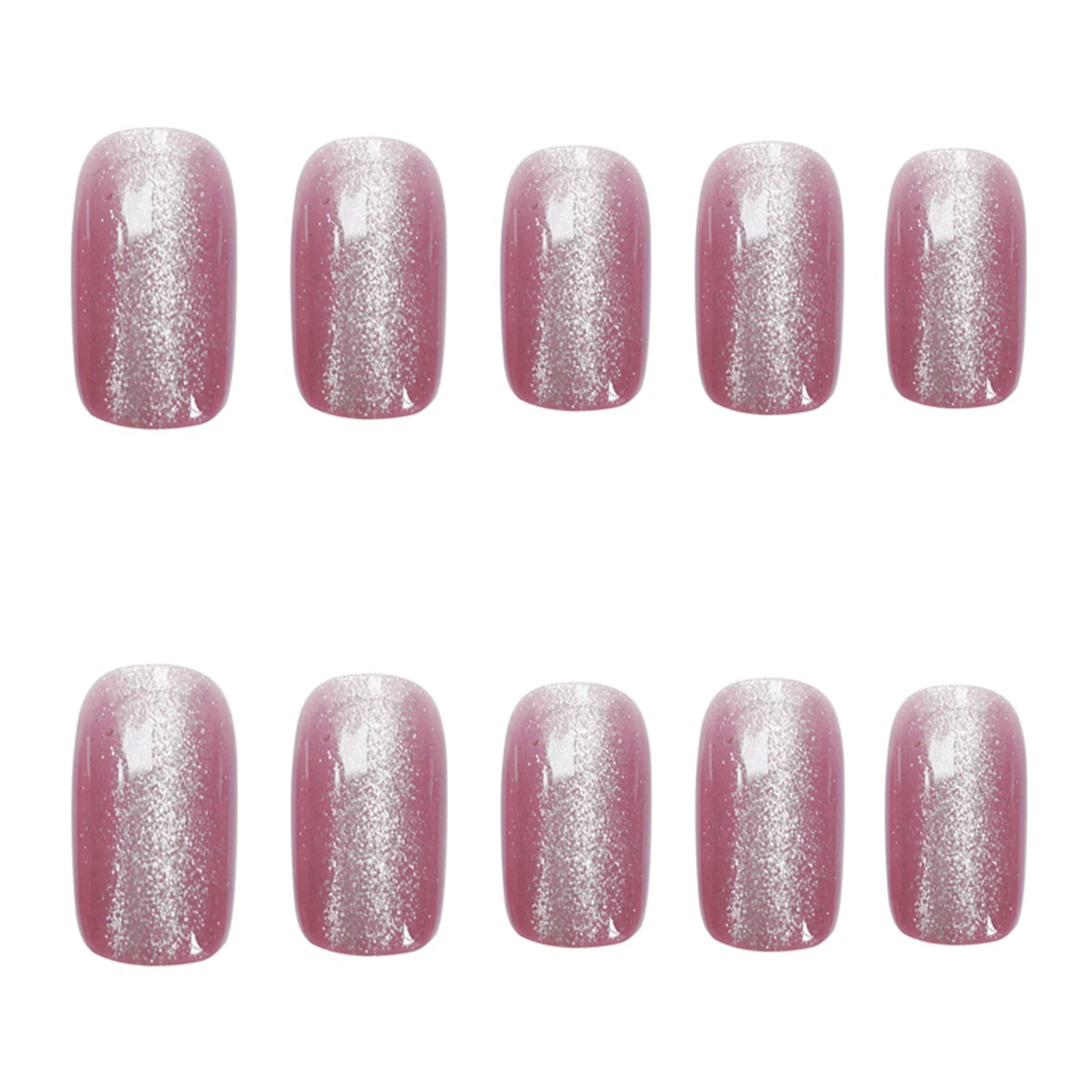 

24pcs Red Glitter Fake Nail Patch Glue Type Removable Short Paragraph Fashion Manicure Save Time False Nail Patch