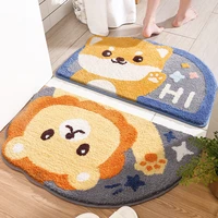 cartoon thickened bathroom floor rug semi circular absorbent plush household non slip home bedroom kitchen entrance door mat