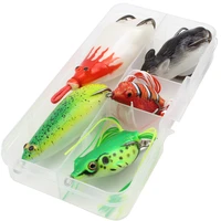5pcsbox soft frog fishing lures double hooks 4g 16g top water ray frog artificial minnow crank soft bait suspending soft baits